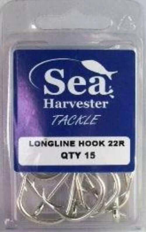 Longline Hook 22R 15 Pack in packaging, designed for longline fishing by Sea Harvester.