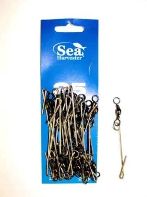 Seahavest Longline Clips with Swivels, showing the clips and packaging for longline fishing applications.