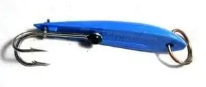 Smiths Jig 5 Inch Blue fishing lure with a sharp treble hook for effective fishing.