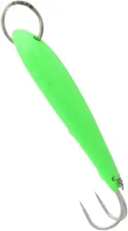 Smiths Jig 5 Inch Green fishing lure featuring a bright green color and a sharp hook.