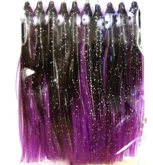 NEEDLE FISH BLACK/PURPLE 90 MM PKT10 - Pack of ten fishing lures featuring a black and purple color scheme.