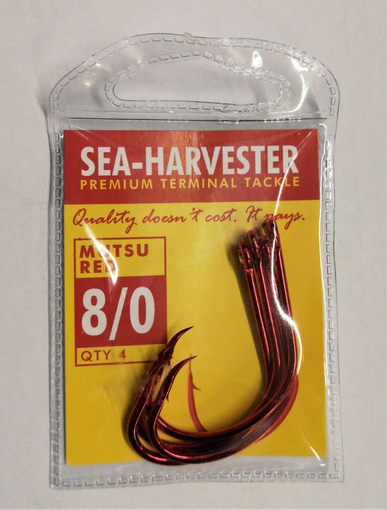 Sea Harvester Mutsu red hook 8/0 pkt 4 - Action Outdoors Kiwi