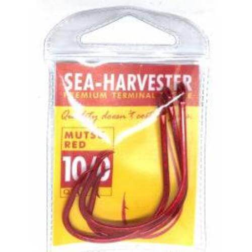Sea Harvester Mutsu red hook 10/0 pkt 3 self-setting hooks in packaging