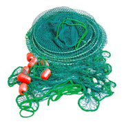 New Zealand Eel Fyke Net 3 Funnel with green nylon material, 5 funnels, sinkers, and floats.