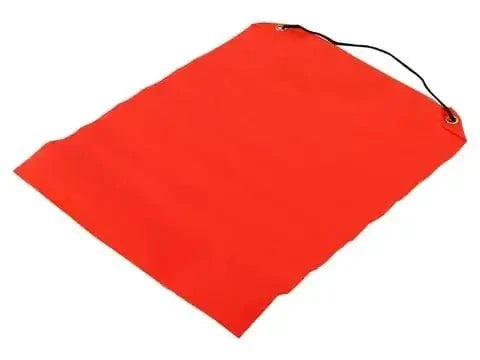 Sea Harvester Outboard Flag made of highly visible orange waterproof fabric for enhanced boat safety while towing.