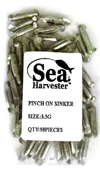 Pinch On Sinkers 3.5 Gms Qty 50 packaged by Sea Harvester with easy to use design, ideal for fishing.