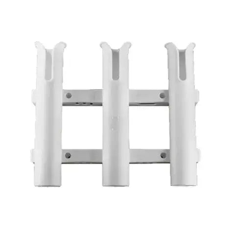 Plastic Rod Holder Triple for storing 3 fishing rods securely and neatly on a wall or in a boat.