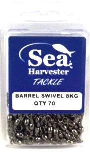 Barrel Swivel 8kg Bulk 70 pack containing 70 barrel swivels for fishing tackle, effective in preventing line tangles.