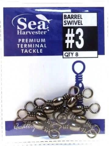 Barrel Swivel 3 PKT 8 pack with multiple swivels for fishing tackle, prevents line tangles and enhances fishing efficiency.