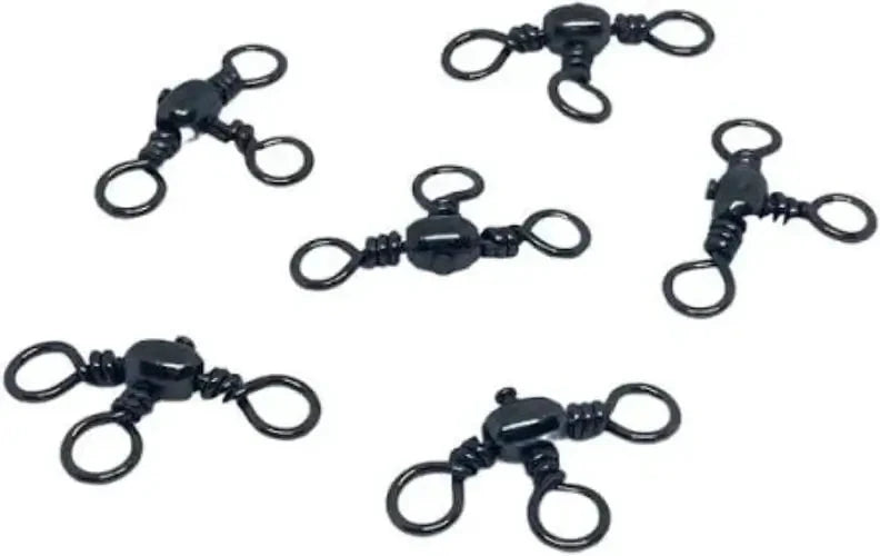 SH Blue Cross Line Swivel 10kg - set of six 3-way black swivels for fishing line connections