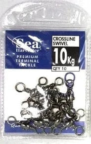 SH Blue Cross Line Swivel 10kg - pack of premium 3-way swivels for fishing connections.