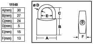 Marine Padlock - Set of 3 Stainless Padlocks dimensions and specifications diagram