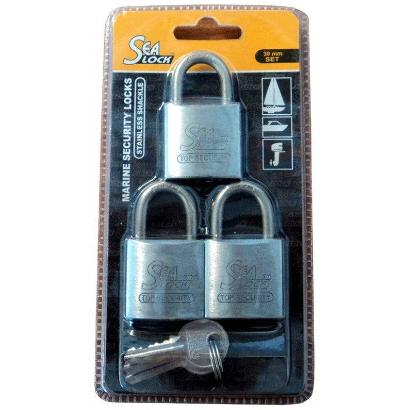 SEA LOCK Outboard Parts & Salt Away Marine Padlock - Set of 3 Stainless Padlocks