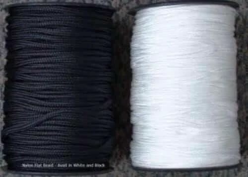Nylon Flat Braided Twine 1mm to 4.5mm spools in black and white for strong knots and abrasion resistance.