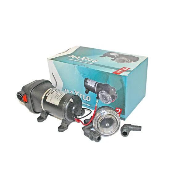 Pressure Pump - 35PSI - 13 L/Min - 12V with packaging and accessories for optimal water pressure performance.