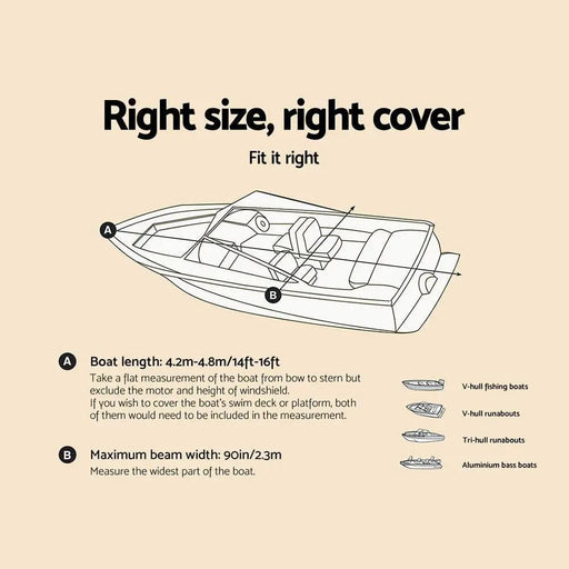SportZone.co.nz Outdoor Recreation > Boating > Boating Accessories Seamanship 14 To 16ft Boat Cover Trailerable Marine Grade 600D Seamanship 14 To 16ft Boat Cover Marine Grade 600D