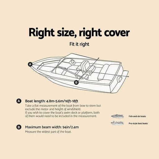 SportZone.co.nz Outdoor > Boating Trailerable Boat Cover 16 18.5 Ft Marine Grade 600D Polyester Trailerable Boat Cover 16 to 18.5 Ft 600D Polyester