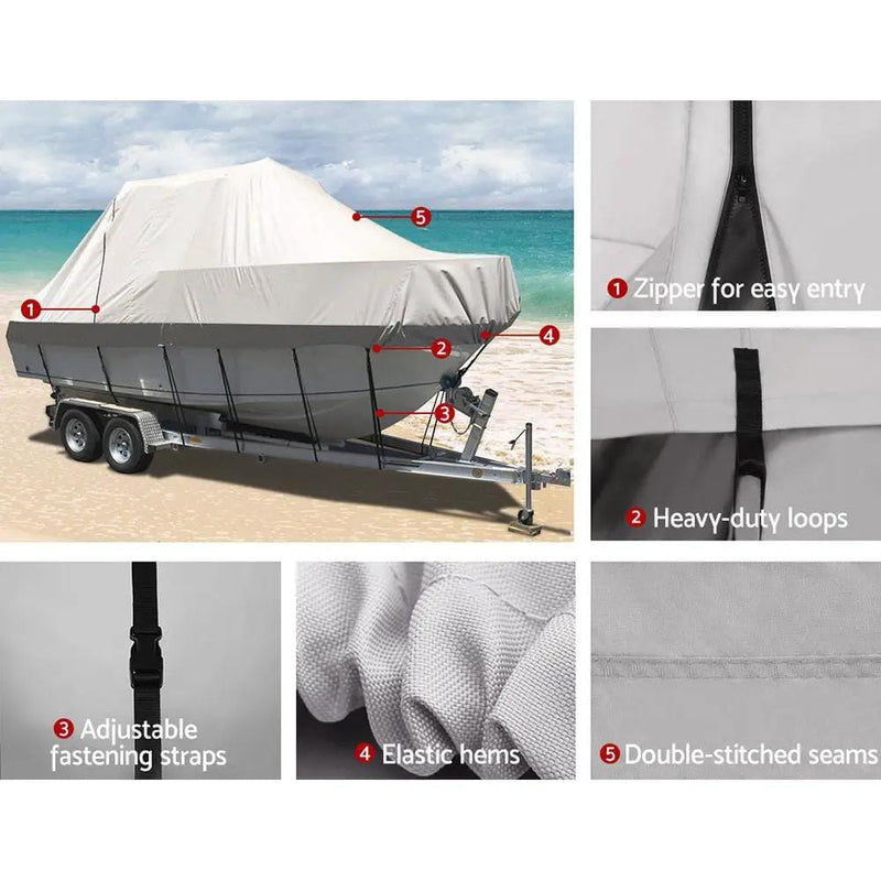 SportZone.co.nz Outdoor Recreation > Boating > Boating Accessories Seamanship 17 to 19ft Boat Cover Trailerable 600D Marine Heavy Duty Boat Cover 17 to 19ft Trailerable 600D PU Coated