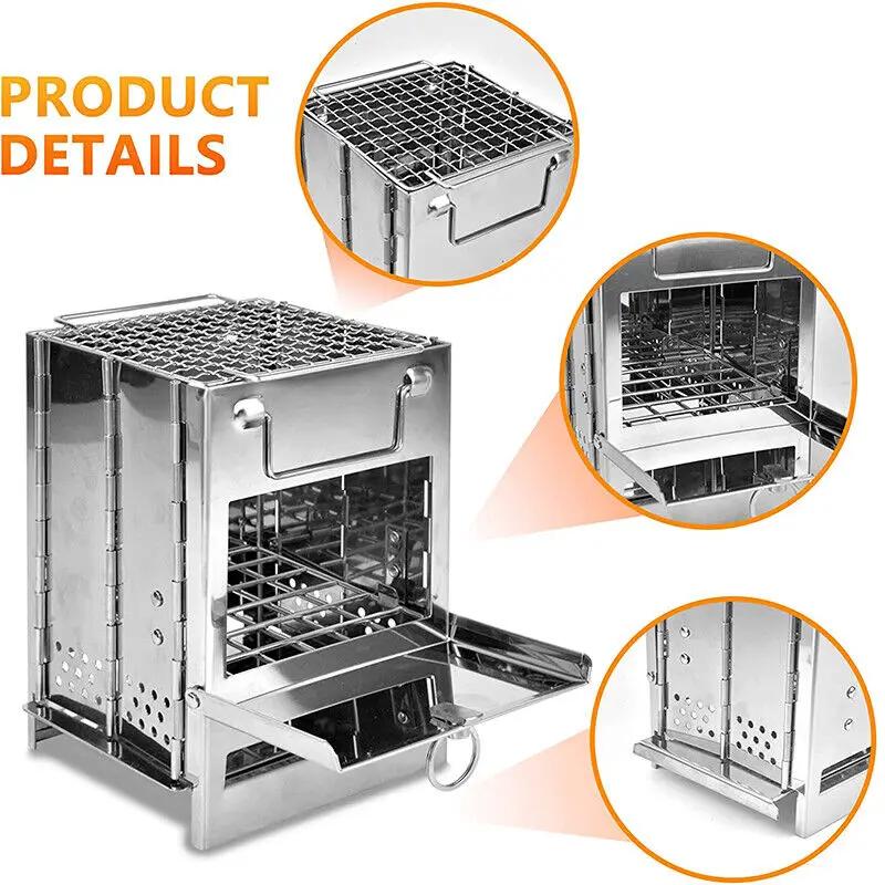 20x20x35cm Camping Stove Camp Wood BBQ Grill by salelink.co.nz