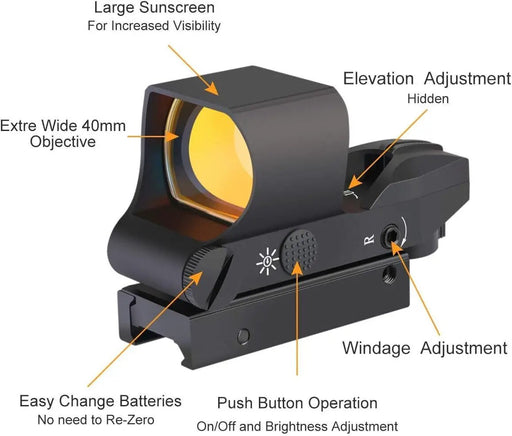 20mm Rail Tactical Red Dot Sight Holographic Reflex Scope by salelink.co.nz