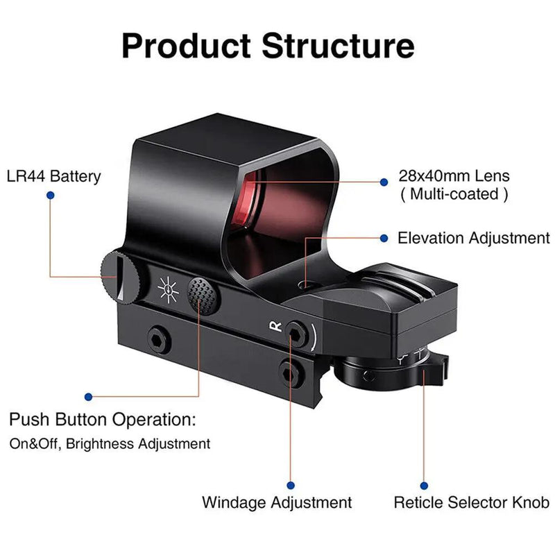 20mm Rail Tactical Red Dot Sight Holographic Reflex Scope by salelink.co.nz