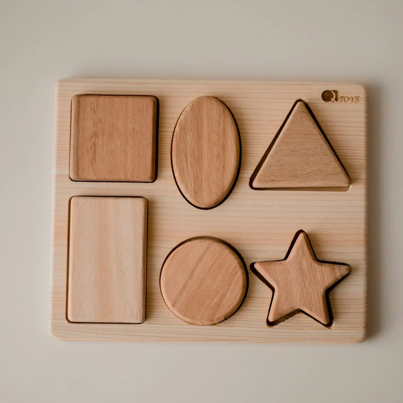 Chunky Wooden Shape Puzzle Board - QToys by Curious Moonbeam