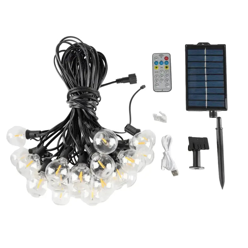 Shatterproof Solar String Lights G40 (Waterproof) with USB & Remote Control by Habicare