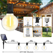 Shatterproof Solar String Lights G40 (Waterproof) with USB & Remote Control by Habicare