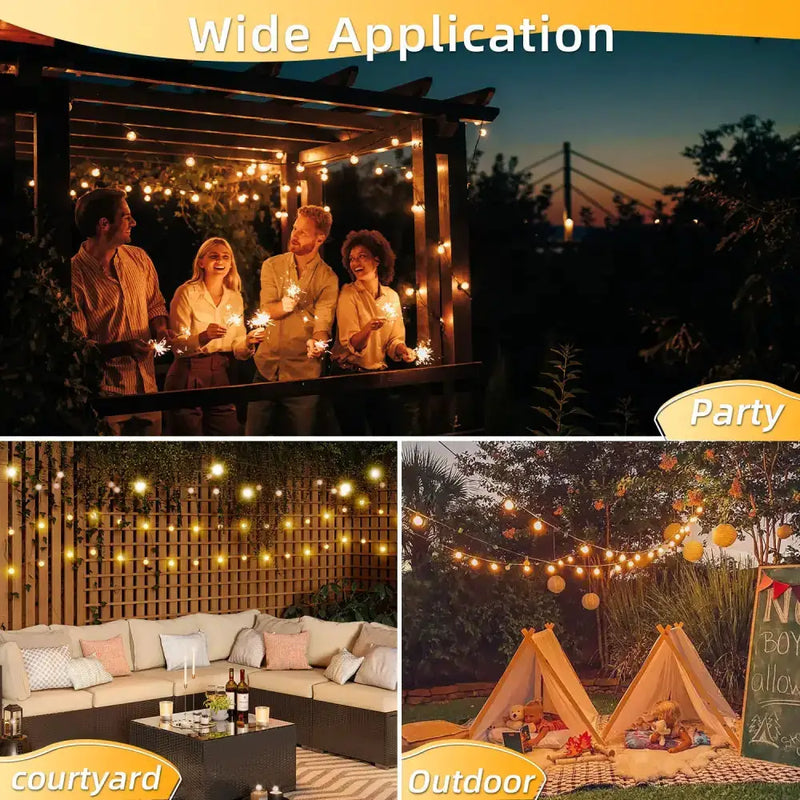 Shatterproof Solar String Lights G40 (Waterproof) with USB & Remote Control by Habicare