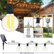 Shatterproof Solar String Lights G40 (Waterproof) with USB & Remote Control by Habicare