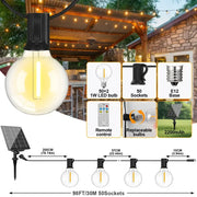 Shatterproof Solar String Lights G40 (Waterproof) with USB & Remote Control by Habicare