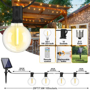 Shatterproof Solar String Lights G40 (Waterproof) with USB & Remote Control by Habicare