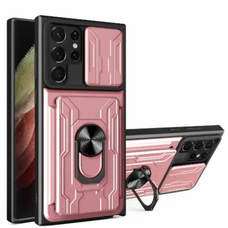 Shockproof Card Slot Case for Samsung Galaxy Note & S Series (Rose Gold) by Habicare