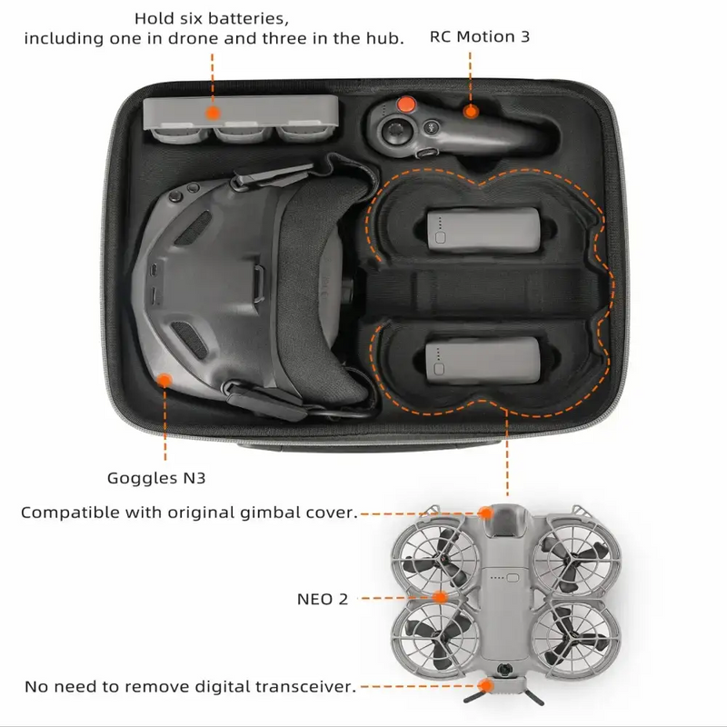 Shockproof Carrying Case for DJI NEO 2 & Motion 3 (4 types of case available) by Habicare