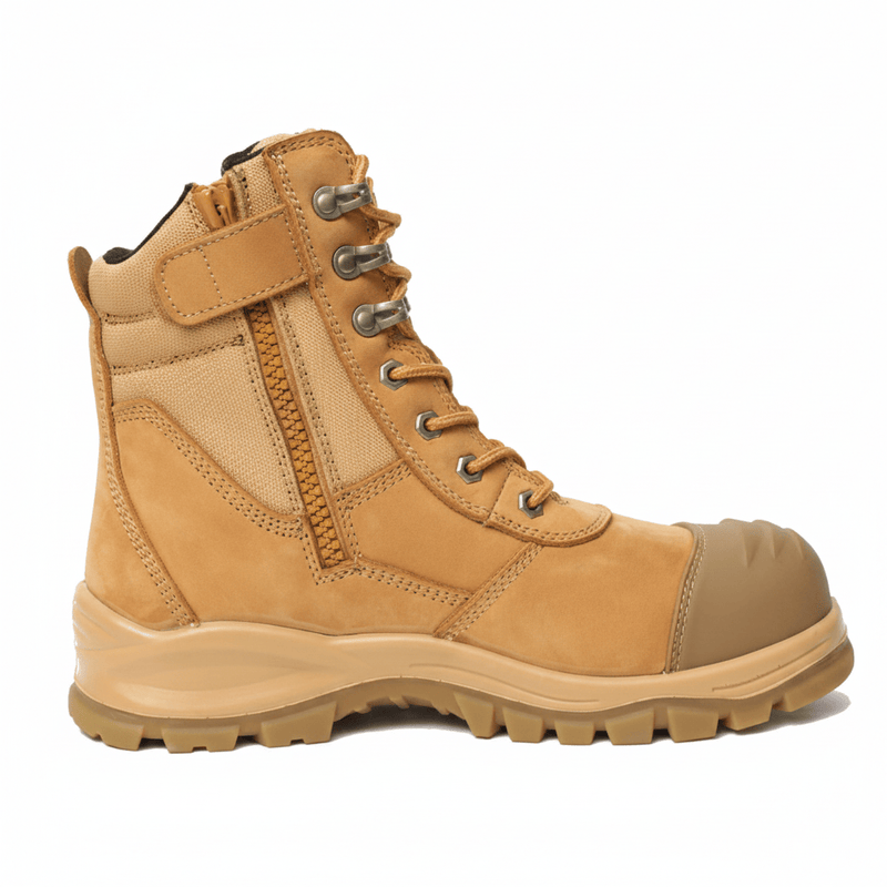 Mead's Supply & Equipment Outfitters limited Safety Footwear Steel Toe Zip Sided Safety Boot With Nubuck Leather High Top Wheat Steel Toe Zip Sided Safety Boot In Nubuck Wheat