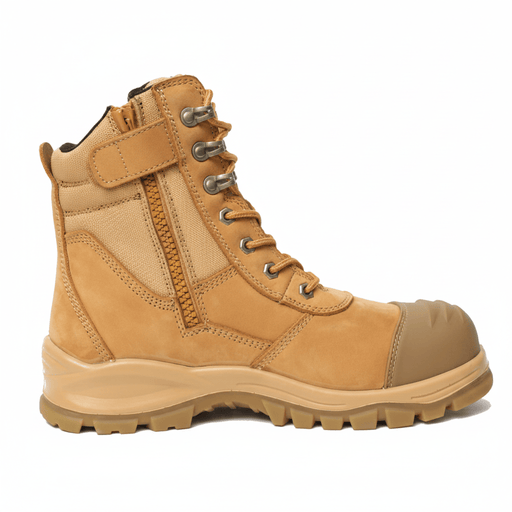 Mead's Supply & Equipment Outfitters limited Safety Footwear Steel Toe Zip Sided Safety Boot With Nubuck Leather High Top Wheat Steel Toe Zip Sided Safety Boot In Nubuck Wheat