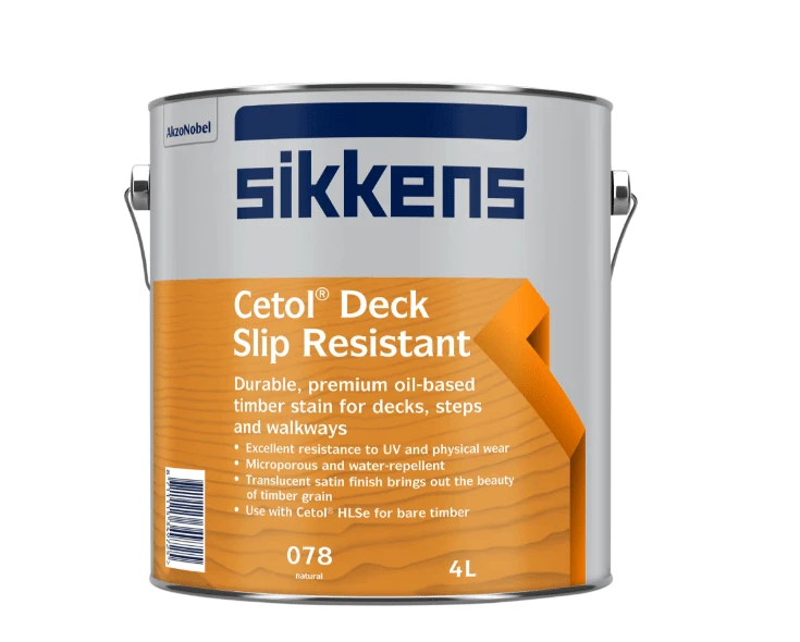 Sikkens Cetol Deck Non Slip Natural 4L can of durable oil-based timber stain for decks and walkways.