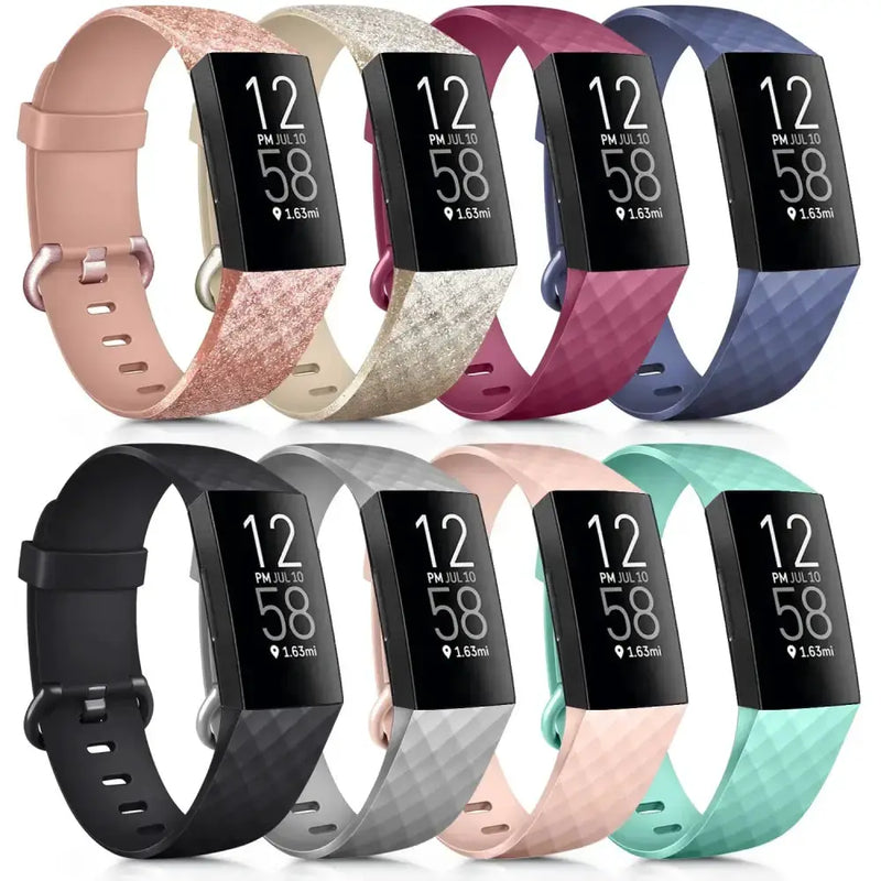 Silicone Replacement Band for Fitbit Charge 3/3SE/4 (available in 2 sizes & 14 colours) by Habicare