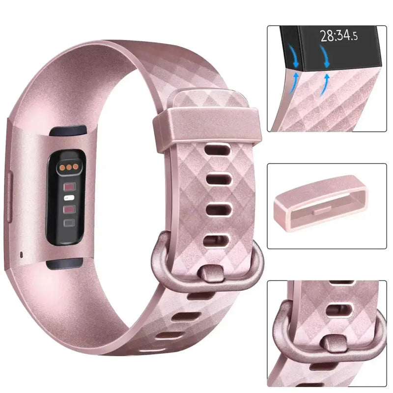 Silicone Replacement Band for Fitbit Charge 3/3SE/4 (available in 2 sizes & 14 colours) by Habicare