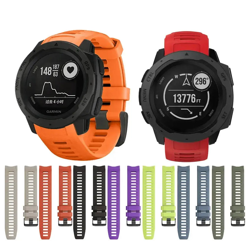 Silicone Strap for the Garmin Instinct 1/2/Esports/Solar Series (22mm) (13 colours available) by Habicare