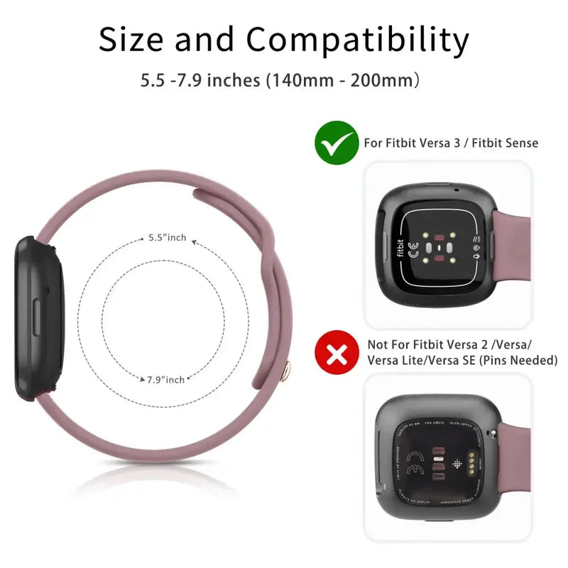 Silicone Watch Band for Fitbit Versa 2 (available in 17 colours) by Habicare