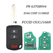 Habicare 315MHz ID46 Mitsubishi Lancer Remote Head Key 2016 2017 Two Plus One Button 315MHz ID46 Mitsubishi Lancer Remote Head Key 2016 2017