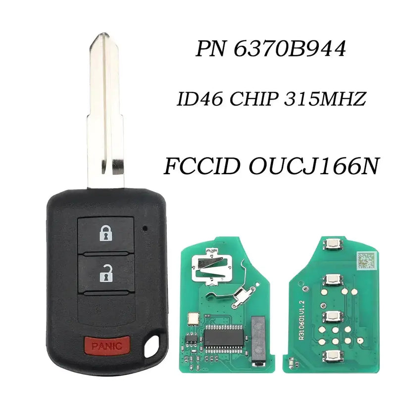 Habicare 315MHz ID46 Mitsubishi Lancer Remote Head Key 2016 2017 Two Plus One Button 315MHz ID46 Mitsubishi Lancer Remote Head Key 2016 2017