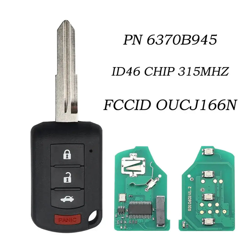 Habicare 315MHz ID46 Mitsubishi Lancer Remote Head Key 2016 2017 Two Plus One Button 315MHz ID46 Mitsubishi Lancer Remote Head Key 2016 2017