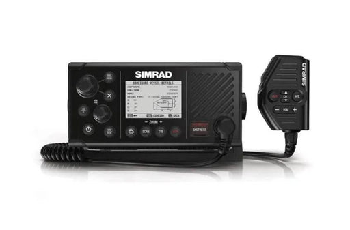 Simrad VHF Marine Radio, DSC, AIS-RXTX - RS40-B displayed with handset for marine communication.