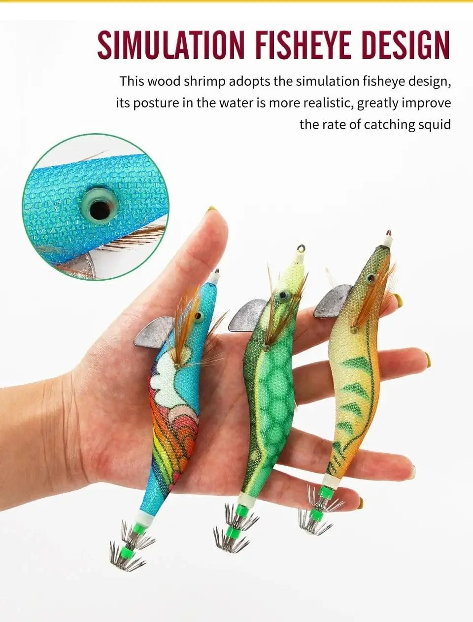 China China Saltwater Squid Jigs Slow Jigging Wooden Shrimp Lures Luminous Bait Fishing Cuttlefish Lure with Noctilucent Explosive Hook