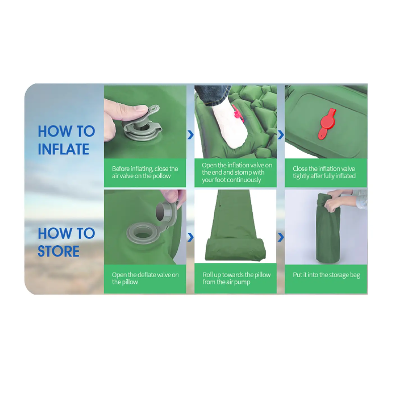 Ultralight 2 Person Inflatable Camping Sleeping Mat with Built-in Foot Pump and Pillow YFHY7016 by ECOTREK