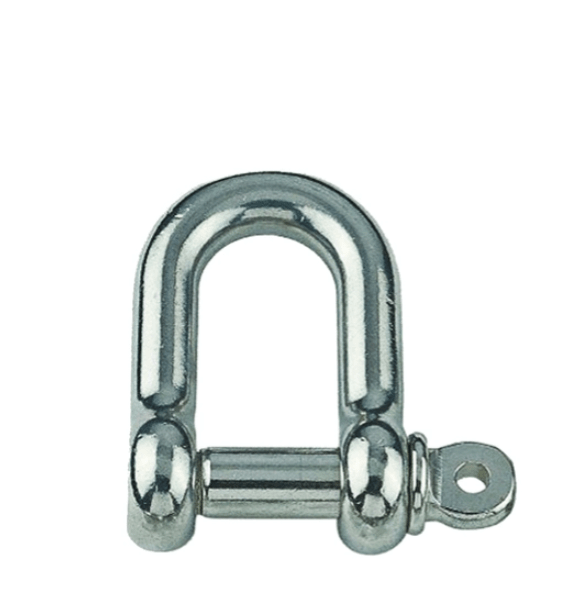 S360 316 Standard D Shackle with locked pin and screw collar for secure applications.