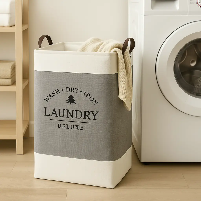 Frankly Cotton Laundry Deluxe Hamper with Handles by Nest & Stem Homewares
