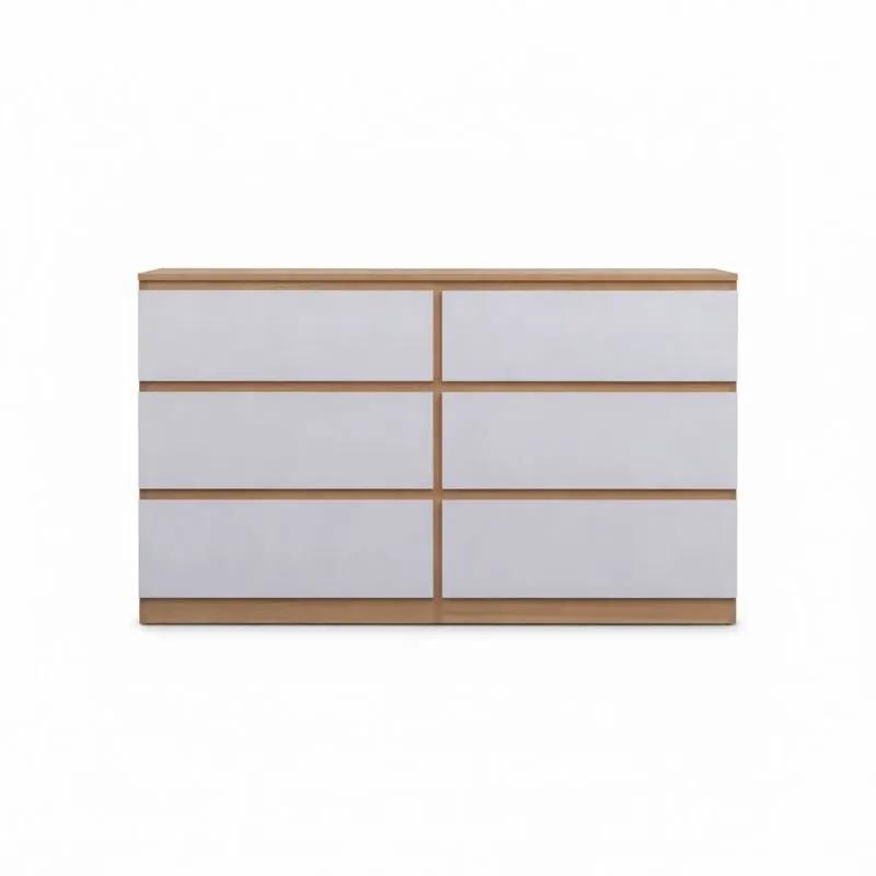 'Monaco' Chest of 6 Drawers White + Oak by sue-e furniture